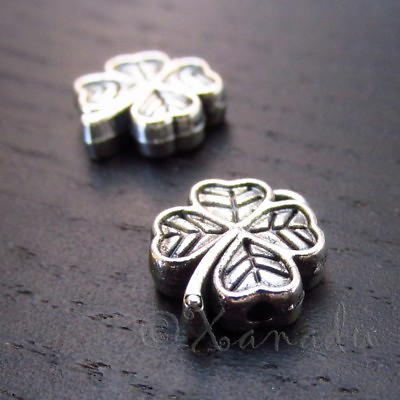 #ad Four Leaf Clover 10mm Antique Silver Plated Spacer Beads B5242 10 20 Or 50PCs $2.00