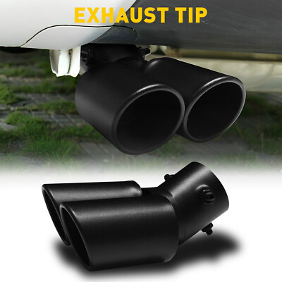 #ad Dual Car Stainless Steel Round Rear Exhaust Pipe Tail Muffler Tip Accessories $21.99