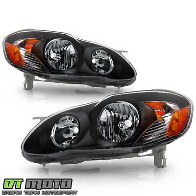#ad For Black 2003 2008 Toyota Corolla Replacement Headlights Headlamps LeftRight $59.99