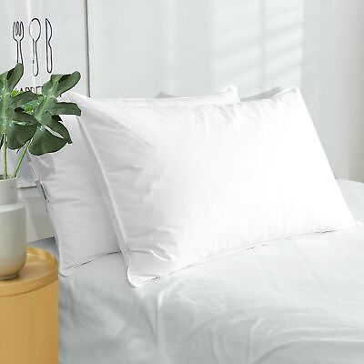 #ad 2 Pack White Goose Down Feather Bed Pillows Standard Queen King Size Pillow $60.44