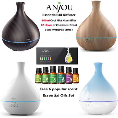 #ad Anjou AD012 500ml Cool Mist Humidifier Aromatherapy Diffuser with Free Oil DI61 $19.99
