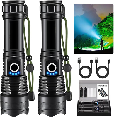 #ad Flashlights High Lumens Rechargeable 2Pack Rechargeable Flashlights 900000Lm $56.15