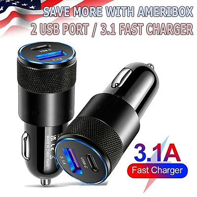 2 Port PD USB C Fast Charging Car Charger Adapter For iPhone 14 13 12 11 Samsung $5.95