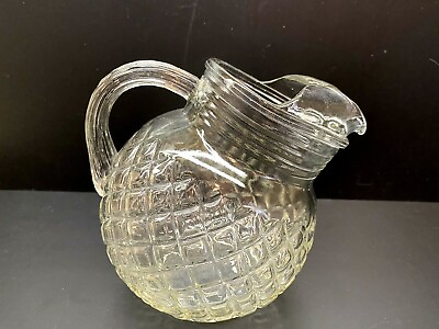 #ad Vintage Anchor Hocking Waterford Waffle Weave Design Tilted Glass Pitcher $30.00