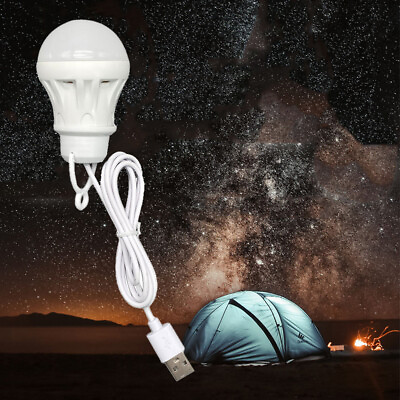 #ad 5V 3W LED USB Outdoor Camping Light Lamp Emergency Globe Bulb With Hook Portable $8.83
