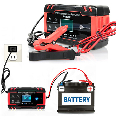Intelligent Automatic Car Battery Charger 12 24V 8A Pulse Repair Starter US Ship $29.99