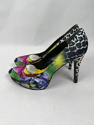 #ad Nine West Floral Textile High Heel Pump Size 11M New No Box $29.00