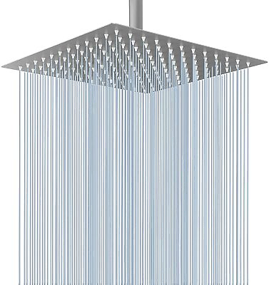 #ad 8quot;10quot;12quot;16quot;Square Rain Shower Head Ultra Thin High Pressure Brushed Nickel $33.99