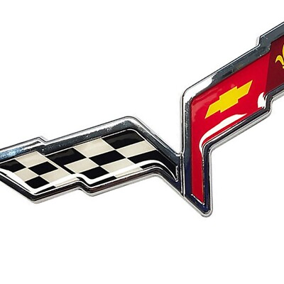 #ad Front Hood Rear Crossed Flags Emblem for C6 Corvette 2005 2013 3D Raised Badge $13.99
