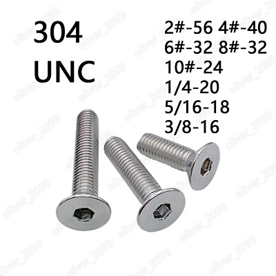 #ad 304 Stainless Steel Hex Socket Bolts Countersunk Head Screws 2# 4# 6# 8# 10# 1 4 $56.91