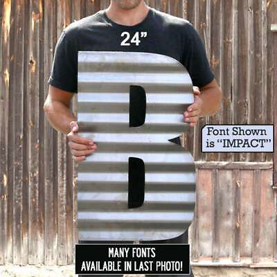 #ad CORRUGATED Letter 12quot; 18quot; 24quot; Farmhouse Washroom Rustic Metal Letters or Numbers $26.00
