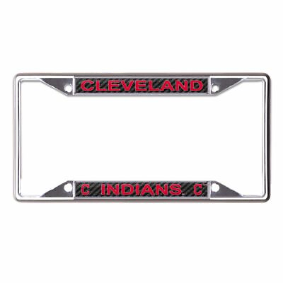 CLEVELAND INDIANS CARBON BACKGROUND 6quot;X12quot; METAL LICENSE PLATE FRAME WINCRAFT $20.00