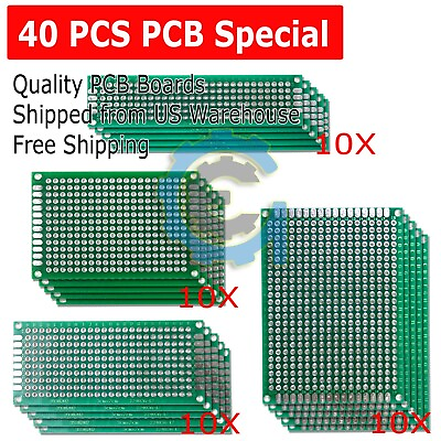 #ad 40 x FR 4 double side prototype PCB printed circuit board Of 1.6mm Thickness $15.95
