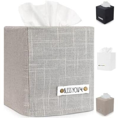 #ad Stylish Tissue Box Cover This Gray Linen Holder Instantly Covers Your Square $12.89