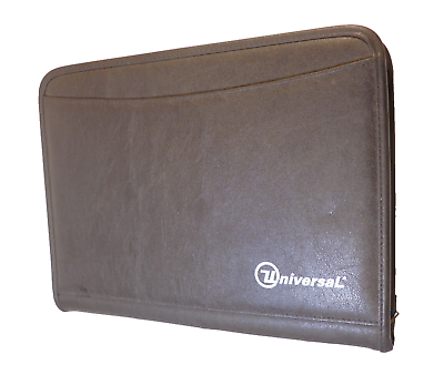 #ad Leeds Universal Leather Notepad Portfolio Embossed Organizer Zipper Folder Black $12.73
