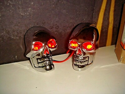 #ad Skull Motorcycle Marker Lights Harley Red LEDs Die Cast Chrome V Twin 33 0626 D7 $60.33