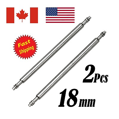 #ad 2 Pcs 18mm Watch Band Link Pin Replacement Stainless Steel Double Flanged End. C $2.99