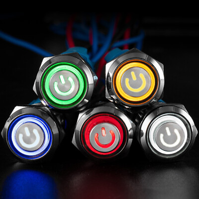#ad 16mm 12V LED ON OFF Waterproof Stainless Steel Latching Push Button Power Switch $7.33