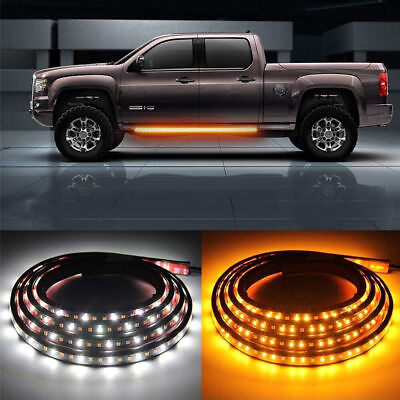 #ad 2x 60quot; Running Board LED Light DRL Side Step Strip Bar Amber White Turn Signal E $17.99