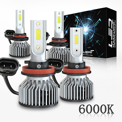 #ad 4x Bright 9005 H11 LED Headlight Bulbs Conversion Kit High Low Beam Bright White $51.03