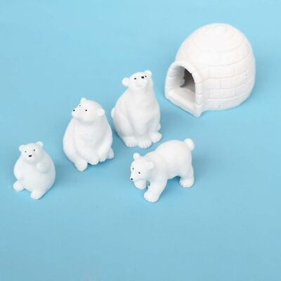 #ad White Polar Bear Animal Ornaments Glass Resin Decorations Garden Figures 2pcs $17.30