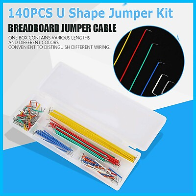 #ad 140Pcs U Shape Solderless Breadboard Jumper Cable Wire Kit $5.73
