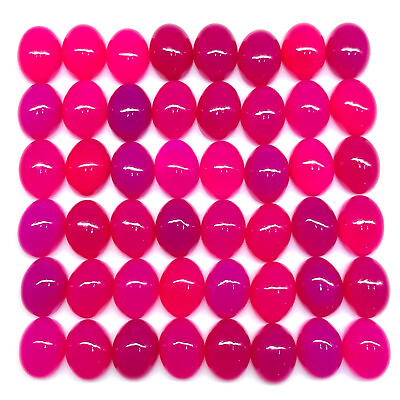 #ad 100 Pcs Natural Pink Chalcedony 8x6mm Oval Cabochon Loose Wholesale Gemstone Lot $18.99