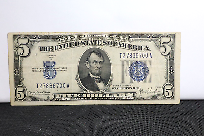 #ad 1934 D $5 Silver Certificate Blue Seal $19.80