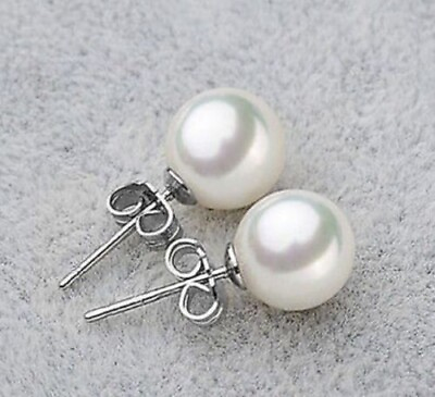 #ad AAA 9 10mm Beautiful White South Sea Pearl Earrings 925 Silver $29.00