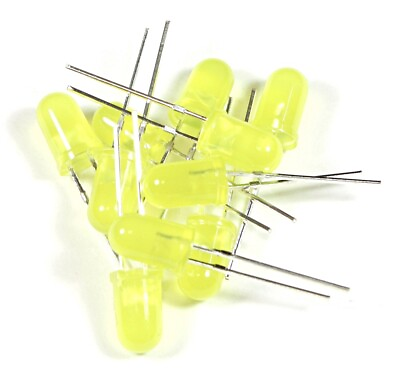 #ad 25x Yellow LED 5mm Round Wide Angle Diffused LED Light Emitting Diode Bright PCB $7.29