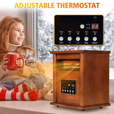 #ad Portable Wood Electric Quartz Heater with Remote Control $146.08