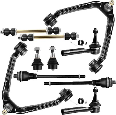 #ad 10pcs Front Suspension Kit Upper Control Arm Inner Outer Tie Rod End Sway Bar $131.99