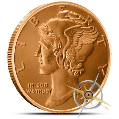 1 oz Copper Round Mercury Dime $2.05