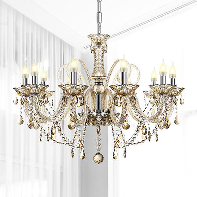 #ad Elegant 10 Lights Crystal Chandelier Glass Pendant Ceiling Light Kitchen Fixture $108.29