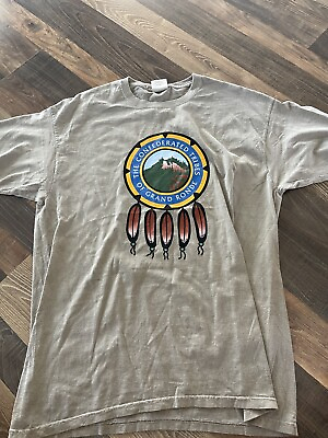 #ad Grand Ronde Tribes Reverse Size Large Mountain Feather Tee Top $4.90