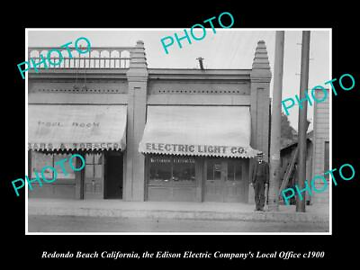 #ad OLD LARGE HISTORIC PHOTO REDONDO BEACH CALIFORNIA EDISON ELECTRIC OFFICE c1900 AU $8.50