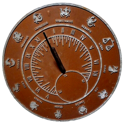 #ad Vintage Zodiac Sundial 12.5#x27;#x27; Cast Aluminum Astrology Horoscope Sundial $42.00