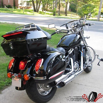 #ad Black Motorcycle Trunk Tail Box Luggage Case top rack For Honda Harley Kawasaki $89.52