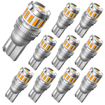 #ad AUXITO 10X 3000K 168 194 192 2825 T10 LED Side Marker Light Bulbs Amber Canbus $19.94