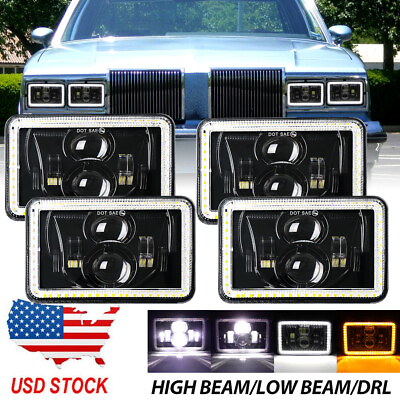 #ad 4X 4x6quot; inch Square LED Headlights Hi Lo DRL H4 For Oldsmobile Cutlass 1980 1988 $79.44