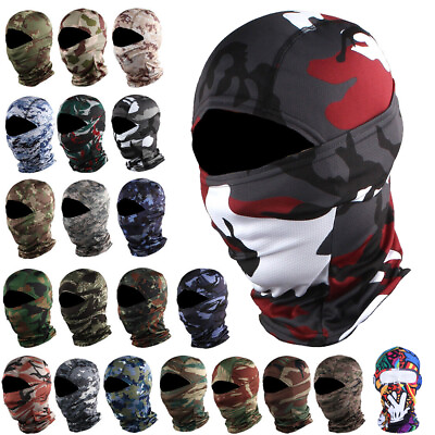 #ad Camo Full Face Mask Tactical Balaclava Face Mask Military Hunting Face Cover Hat $7.99
