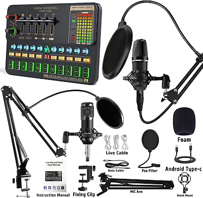 #ad Complete Home Studio Recording Kit Mixer Condenser Microphone for Music Podcast $63.49