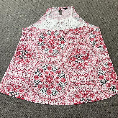 #ad Torrid Top Womens Plus Size 5 5X Pink Camisole Boho Y2K Crochet Sleeveless Tank $13.28