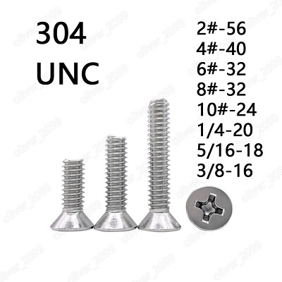 #ad 304 Stainless Steel Phillips Countersunk Flat Head Screws 2# 4# 6# 8# 10# 1 4 $112.16