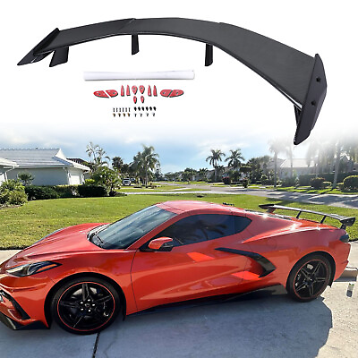 #ad For 20 24 Corvette C8 GM CARBON FIBER LOOK Rear Trunk Lid High Wing Spoiler ABS $249.00