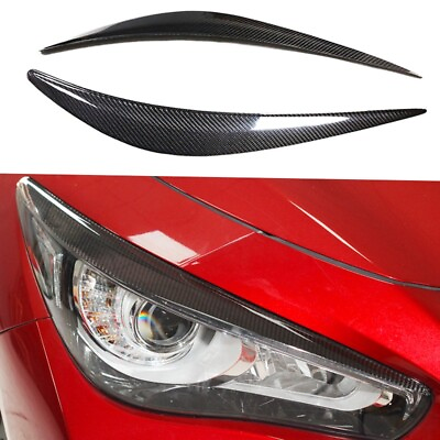 #ad Real Carbon Fiber Car Headlight Eyelid Eyebrow Cover Trim For 14 20 Infiniti Q50 $49.39