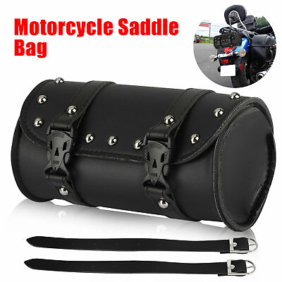 #ad Motorcycle Front Fork Tool Bag SaddleBag Storage Pouch Luggage Handlebar Leather $9.59