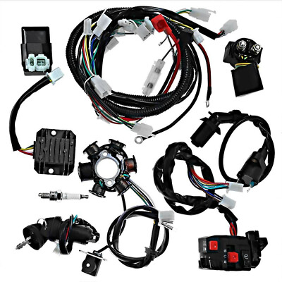 #ad #ad Electrics Wiring Harness Kit CDI Stator GY6 125cc 150cc ATV Quad GoKart Coolster $68.57
