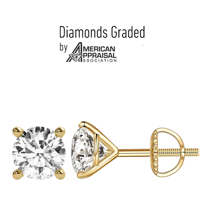 #ad 1.60 Carat F VS2 Certified Lab Diamond Martini Style Studs 14K Yellow Gold $495.00