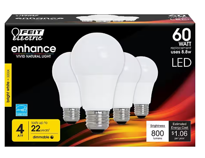 #ad FEIT ELECTRIC OM60DM 930CA 4 60W A19 3K LED Bulb Bright White 3000K 4.5quot;H x $15.99